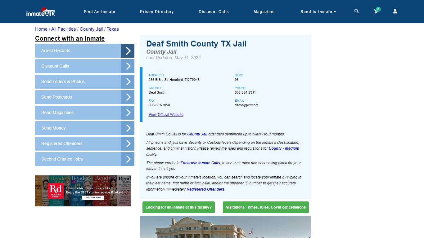 Deaf Smith County TX Jail - Inmate Locator - Hereford, TX