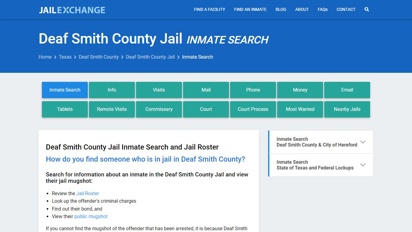 Deaf Smith County Jail Inmate Search - Jail Exchange